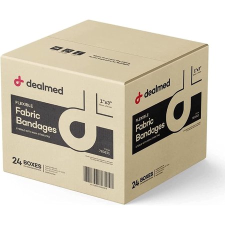 Dealmed Adhesive Bandages, Fabric, 1" X 3", 100/Bx, 24/Cs, 2400PK 783811